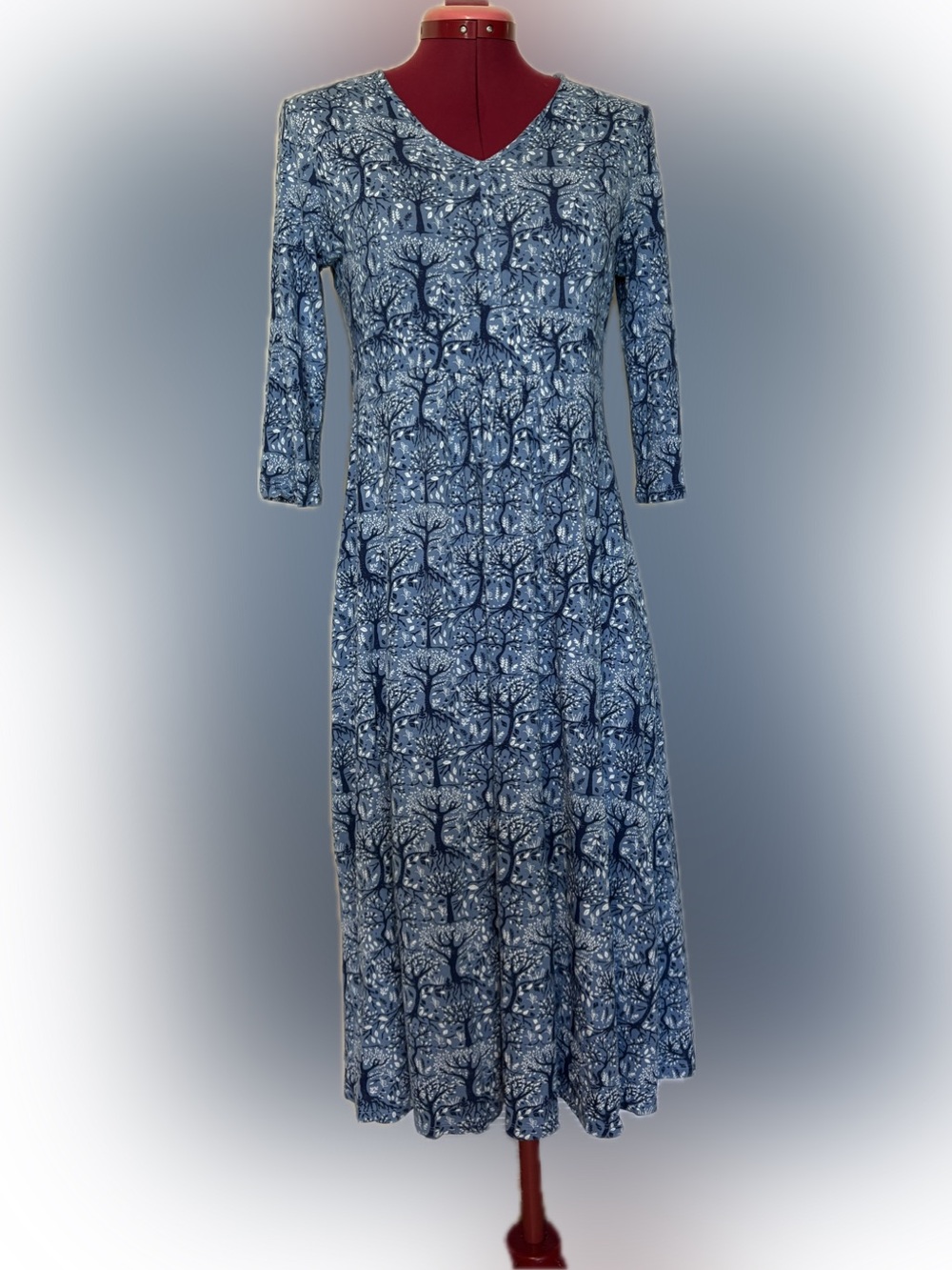 Seasalt Cornwall Carwynnen Dress Blue Wild Woodland Tree Print Bamboo